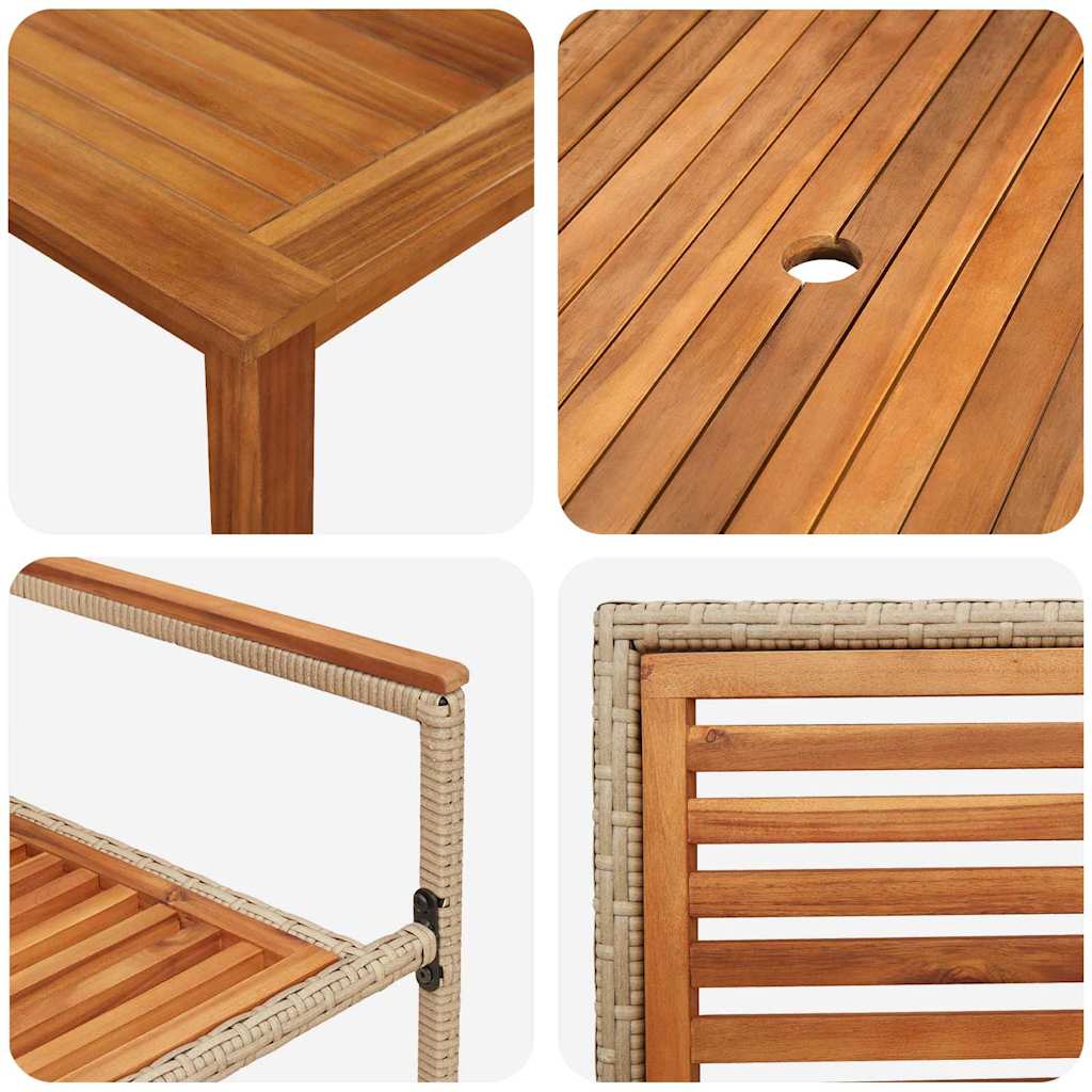 Tuin eettafelset 5 pcs Beige Massief Acaciahout is nu te koop bij PeponiXL, paradijselijk wonen!