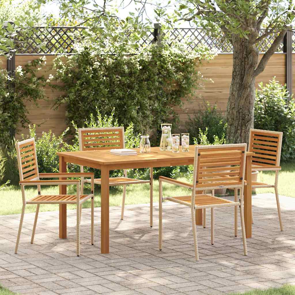 Tuin eettafelset 5 pcs Beige Massief Acaciahout is nu te koop bij PeponiXL, paradijselijk wonen!