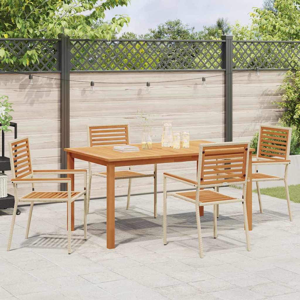 Tuin eettafelset 5 pcs Beige Massief Acaciahout is nu te koop bij PeponiXL, paradijselijk wonen!