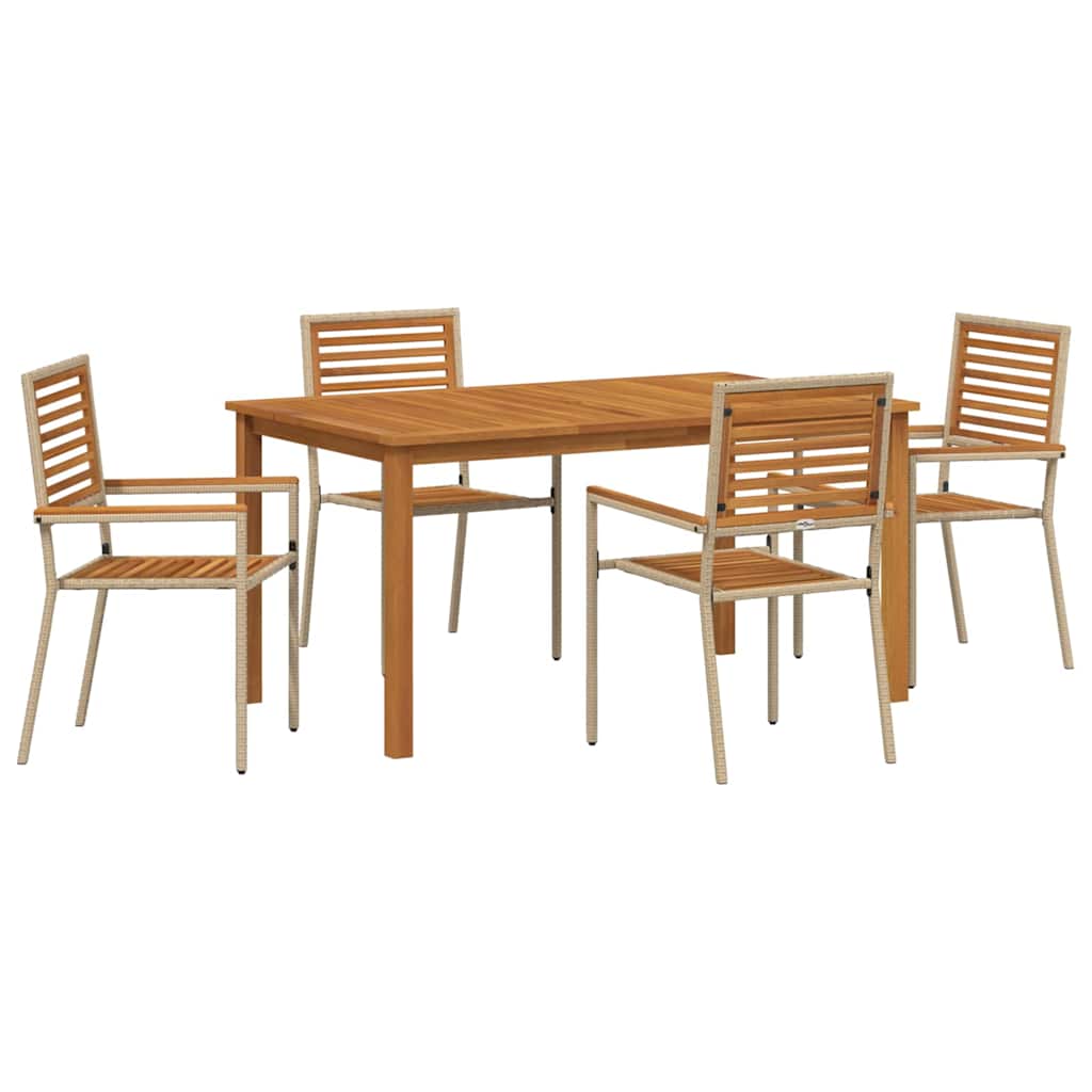 Tuin eettafelset 5 pcs Beige Massief Acaciahout is nu te koop bij PeponiXL, paradijselijk wonen!