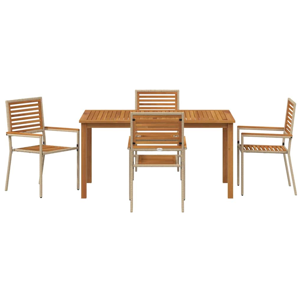 Tuin eettafelset 5 pcs Beige Massief Acaciahout is nu te koop bij PeponiXL, paradijselijk wonen!