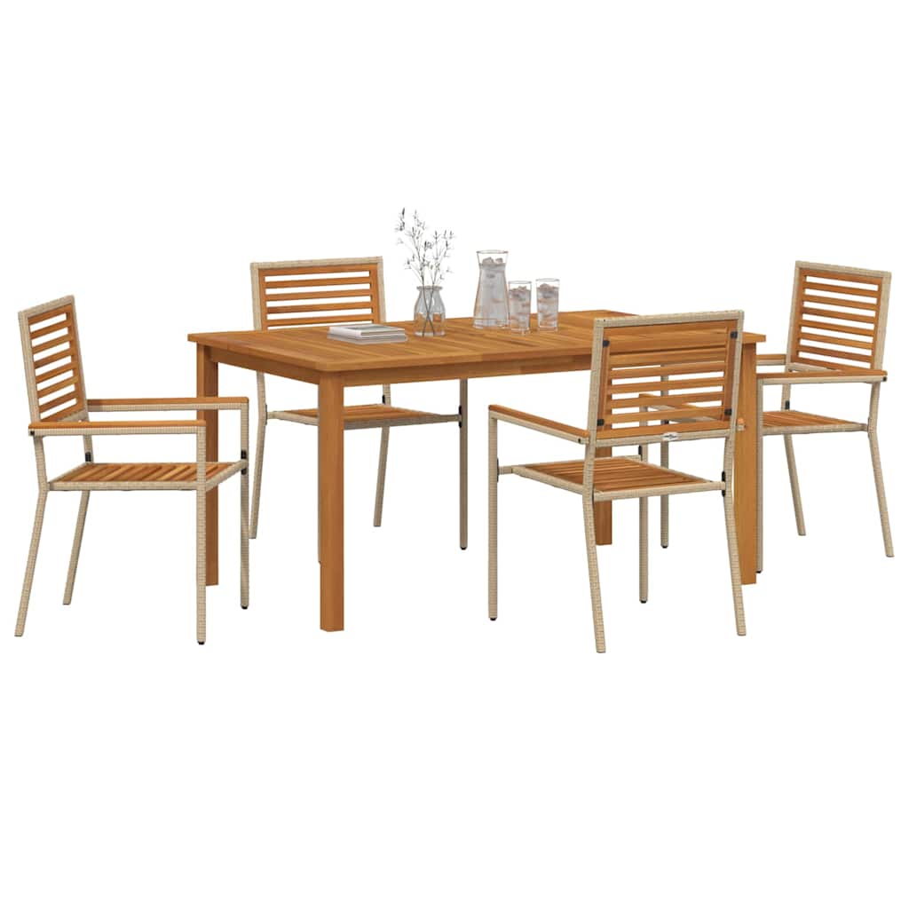 Tuin eettafelset 5 pcs Beige Massief Acaciahout is nu te koop bij PeponiXL, paradijselijk wonen!