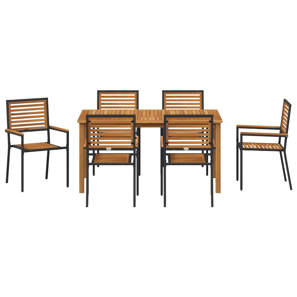 Tuin eettafelset 7 pcs Zwart Massief Acaciahout is nu te koop bij PeponiXL, paradijselijk wonen!
