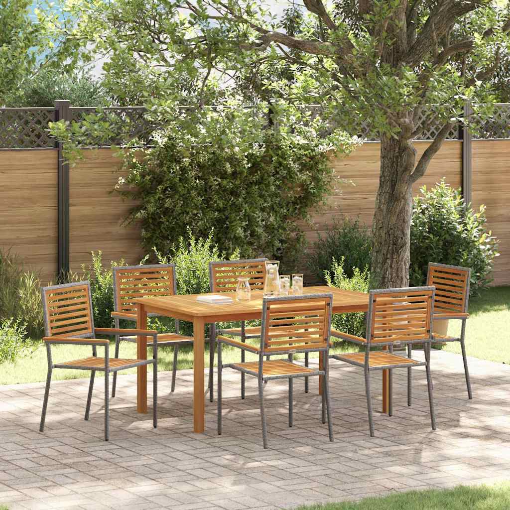Tuin eettafelset 7 pcs Grijs Massief Acaciahout is nu te koop bij PeponiXL, paradijselijk wonen!