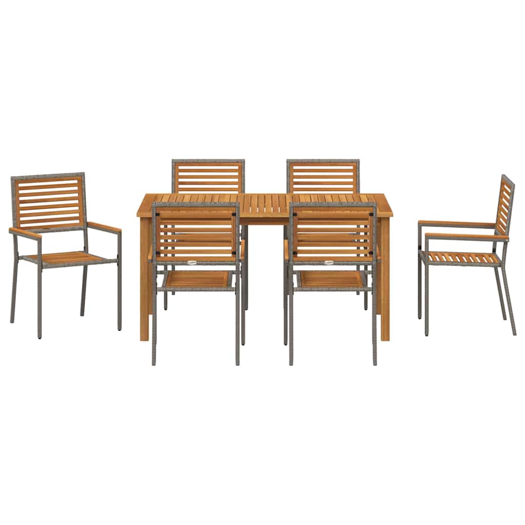 Tuin eettafelset 7 pcs Grijs Massief Acaciahout is nu te koop bij PeponiXL, paradijselijk wonen!
