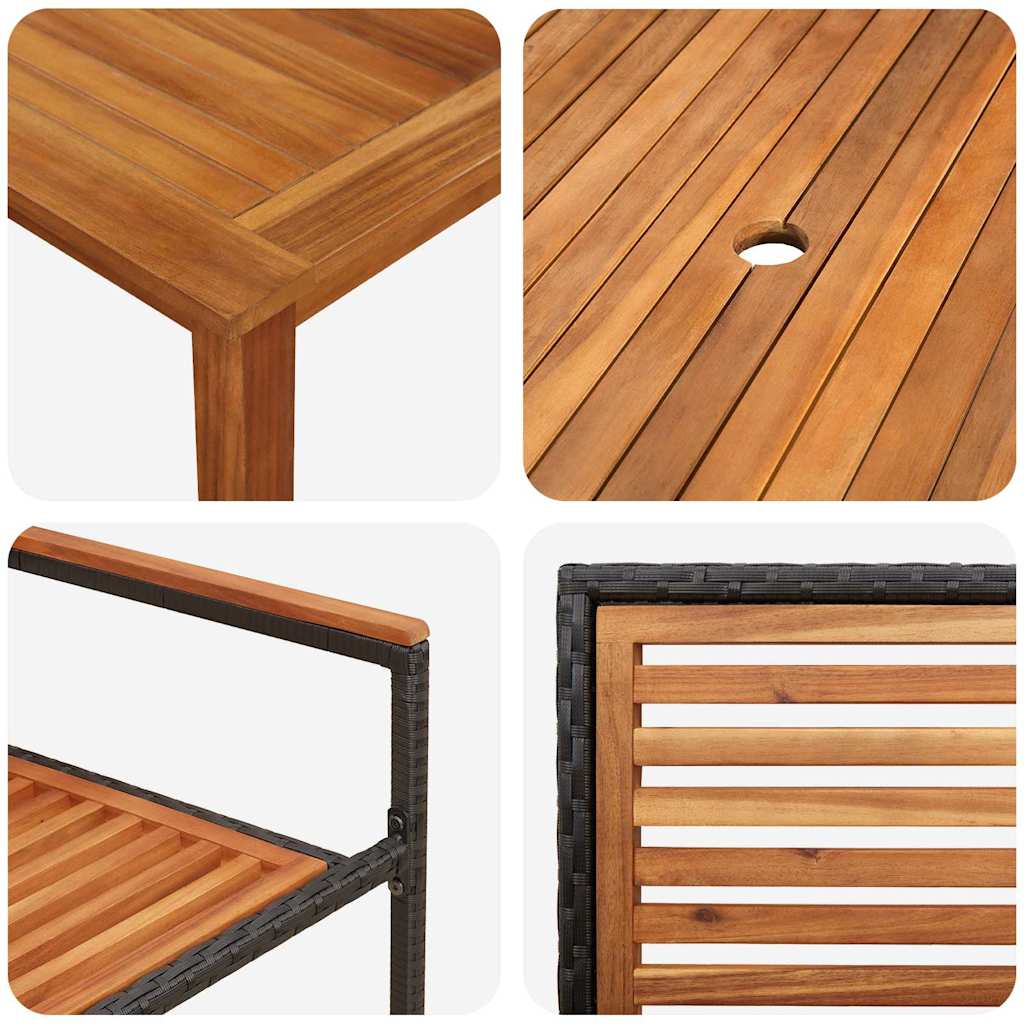 Tuin eettafelset 7 pcs Zwart Massief Acaciahout is nu te koop bij PeponiXL, paradijselijk wonen!