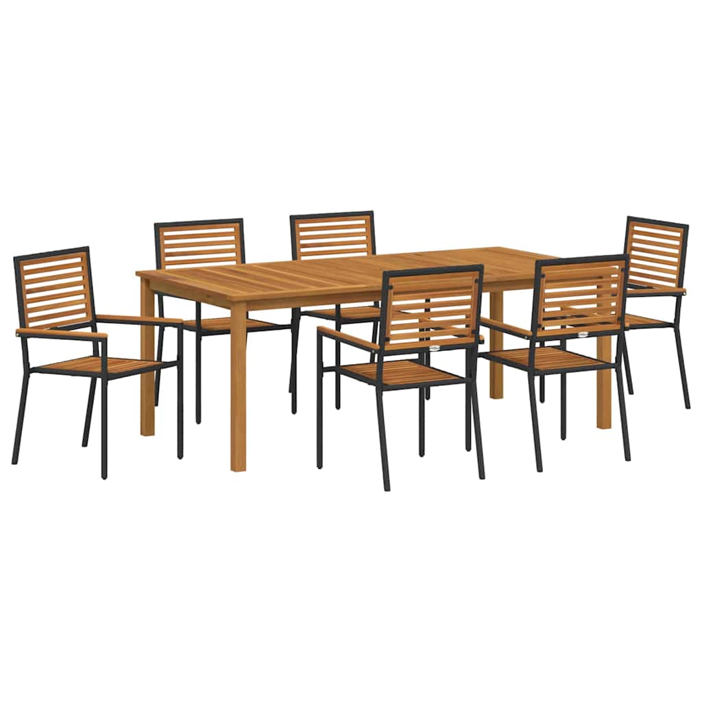 Tuin eettafelset 7 pcs Zwart Massief Acaciahout is nu te koop bij PeponiXL, paradijselijk wonen!