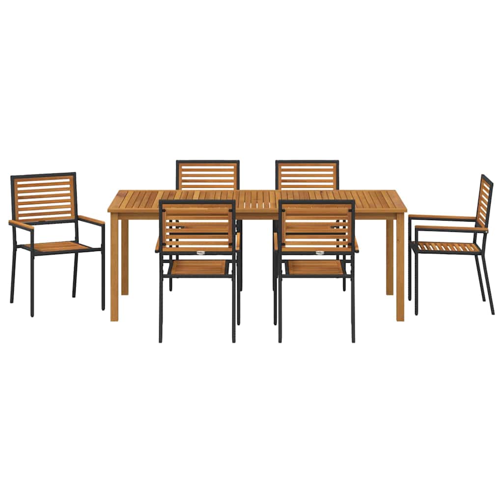 Tuin eettafelset 7 pcs Zwart Massief Acaciahout is nu te koop bij PeponiXL, paradijselijk wonen!