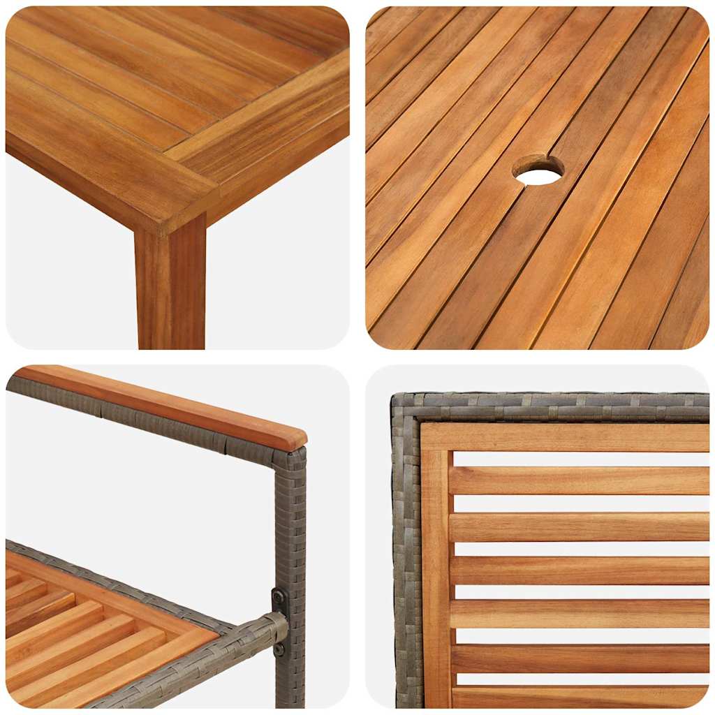 Tuin eettafelset 9 pcs Grijs Massief Acaciahout is nu te koop bij PeponiXL, paradijselijk wonen!