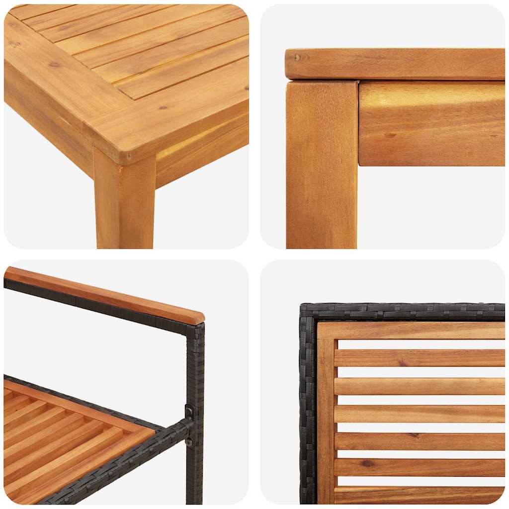 Tuin eettafelset 3 pcs Zwart Massief Acaciahout is nu te koop bij PeponiXL, paradijselijk wonen!