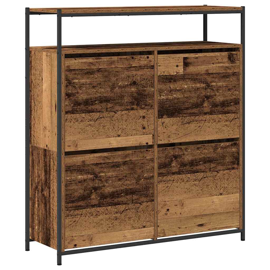 Schoenenkast met plank Oudhout 100 x 34 x 112 cm Bewerkt hout is nu te koop bij PeponiXL, paradijselijk wonen!