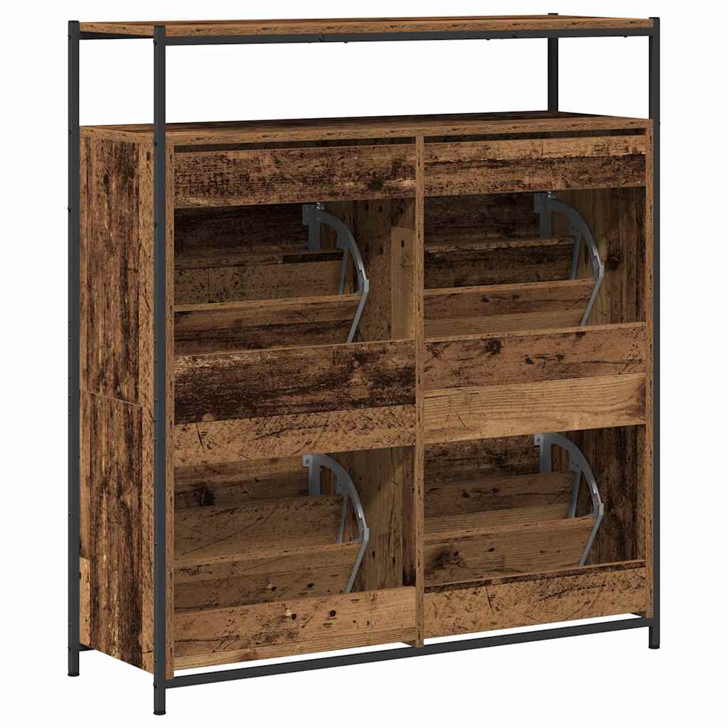 Schoenenkast met plank Oudhout 100 x 34 x 112 cm Bewerkt hout is nu te koop bij PeponiXL, paradijselijk wonen!