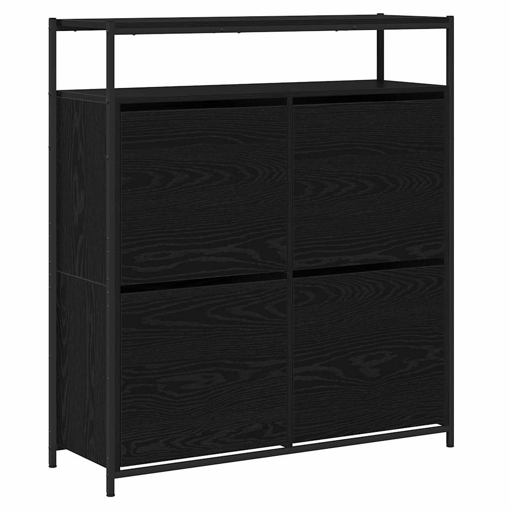 Schoenenkast Zwart Eiken 100 x 34 x 112 cm Bewerkt hout is nu te koop bij PeponiXL, paradijselijk wonen!