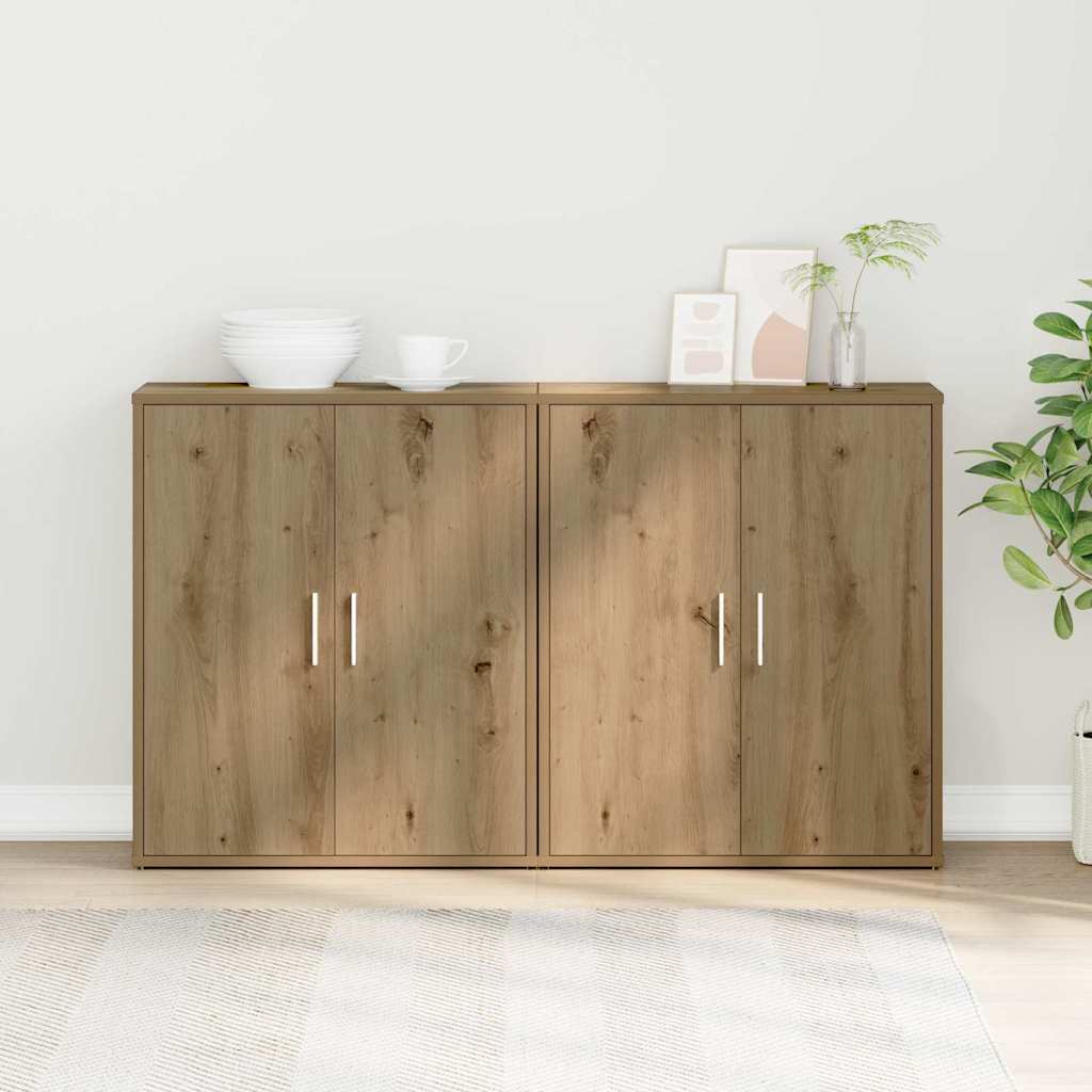Dressoir 2 pcs Artisan Eiken 60 x 31 x 70 cm Bewerkt hout is nu te koop bij PeponiXL, paradijselijk wonen!