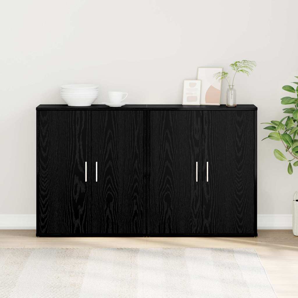 Dressoir 2 pcs Zwart Eiken 60 x 31 x 70 cm Bewerkt hout is nu te koop bij PeponiXL, paradijselijk wonen!