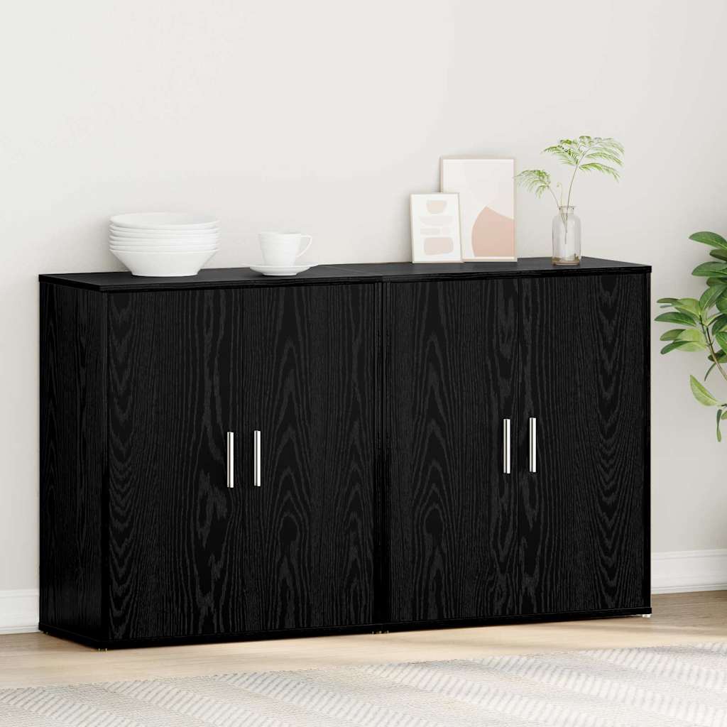 Dressoir 2 pcs Zwart Eiken 60 x 31 x 70 cm Bewerkt hout is nu te koop bij PeponiXL, paradijselijk wonen!