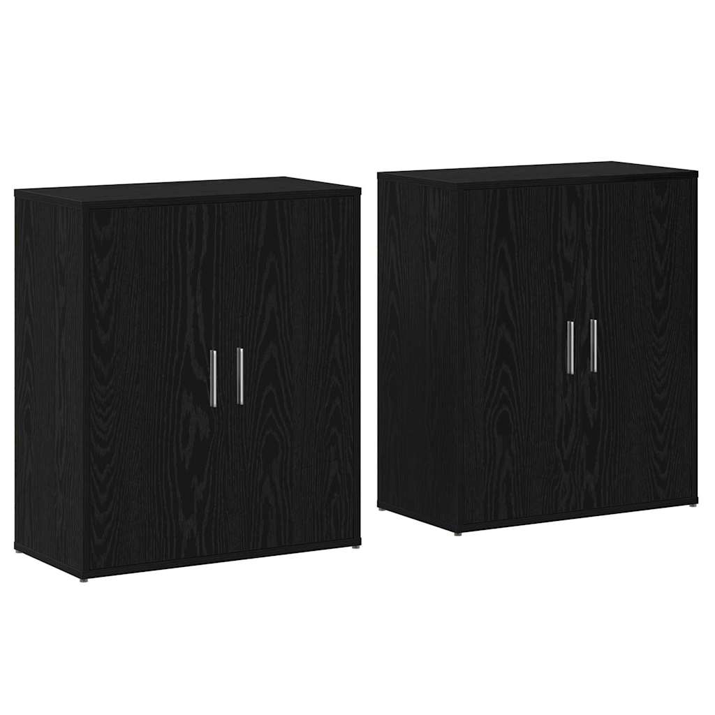 Dressoir 2 pcs Zwart Eiken 60 x 31 x 70 cm Bewerkt hout is nu te koop bij PeponiXL, paradijselijk wonen!