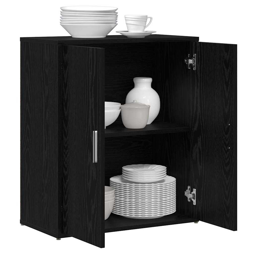 Dressoir 2 pcs Zwart Eiken 60 x 31 x 70 cm Bewerkt hout is nu te koop bij PeponiXL, paradijselijk wonen!