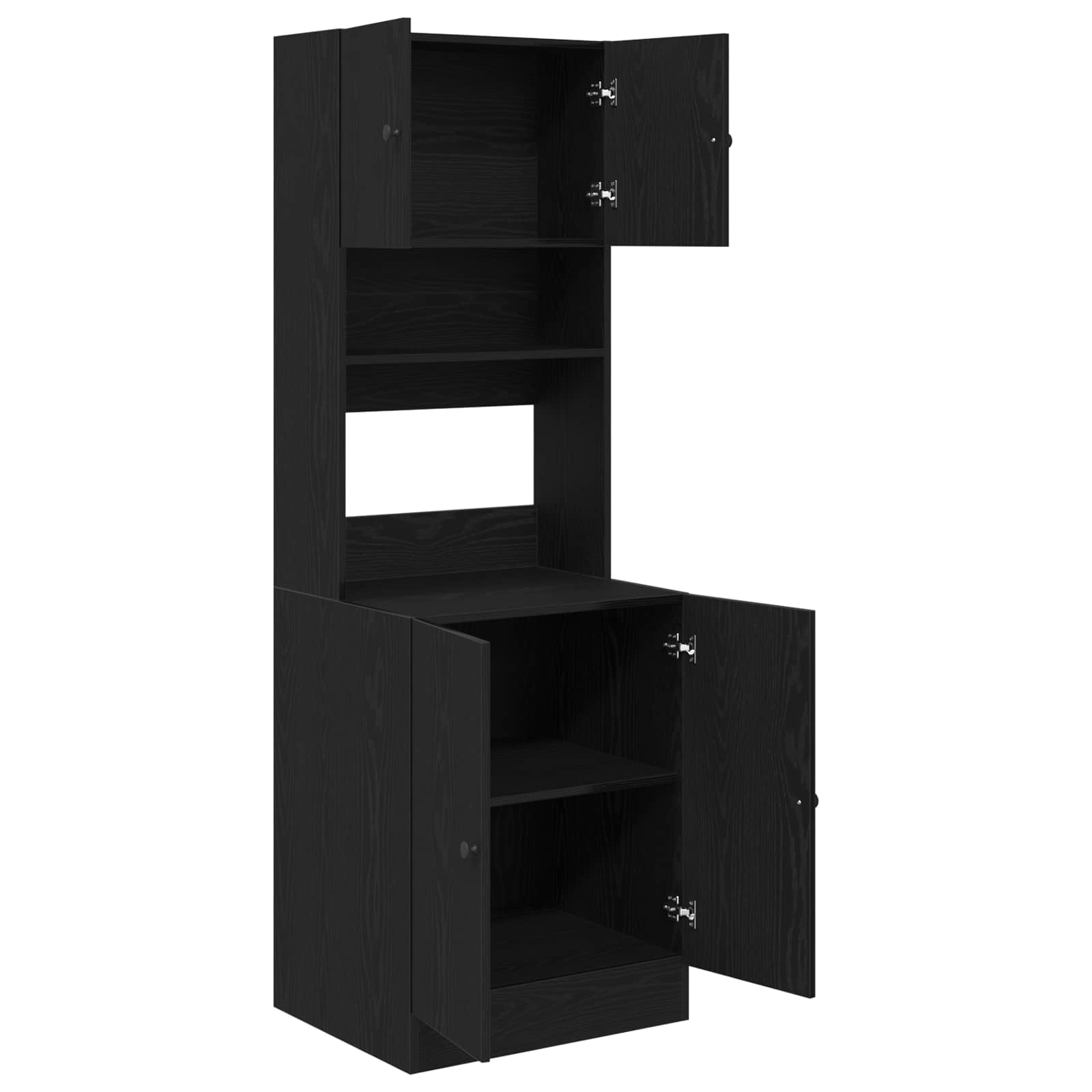 Keukenbuffet met plank 2 pcs Zwart Eiken 60 x 50 x 180 cm is nu te koop bij PeponiXL, paradijselijk wonen!