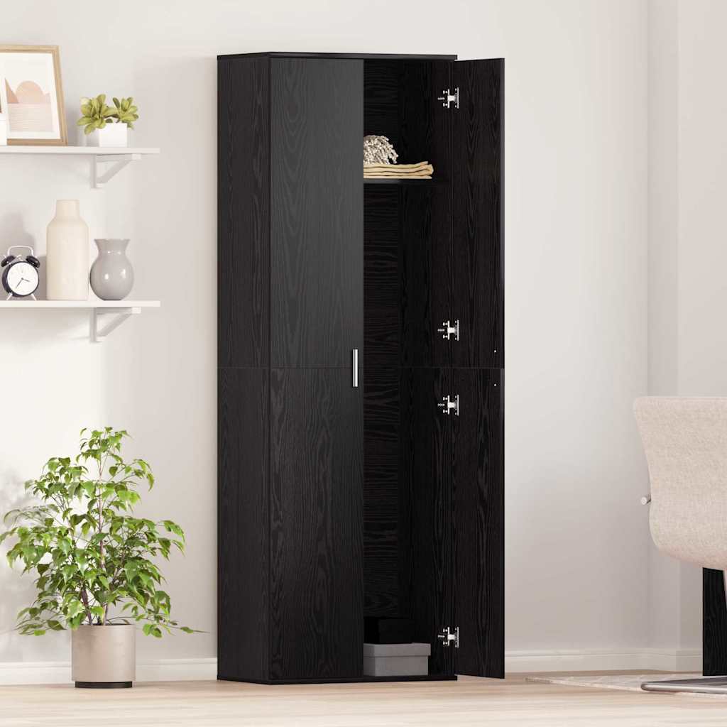 Highboard Zwart eiken 60 x 35 x 180 cm Bewerkt hout is nu te koop bij PeponiXL, paradijselijk wonen!