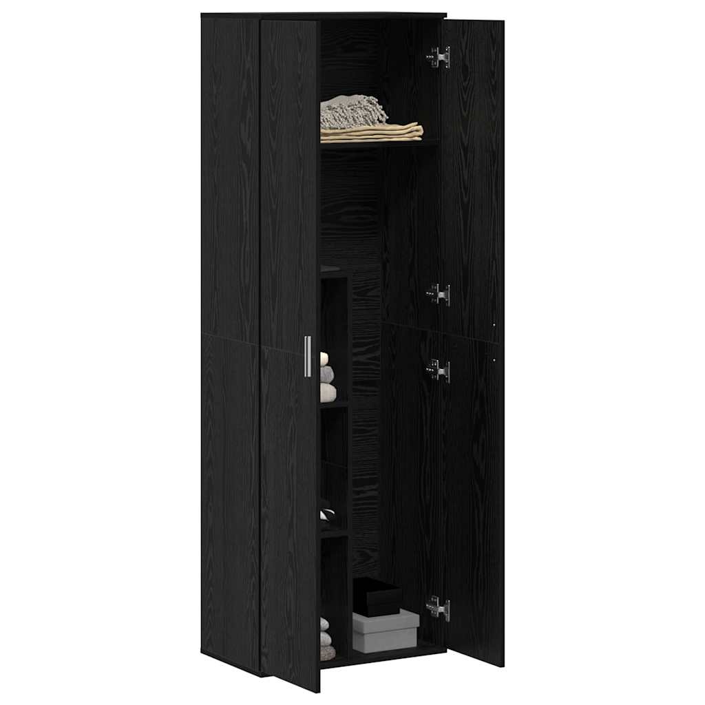 Highboard Zwart eiken 60 x 35 x 180 cm Bewerkt hout is nu te koop bij PeponiXL, paradijselijk wonen!