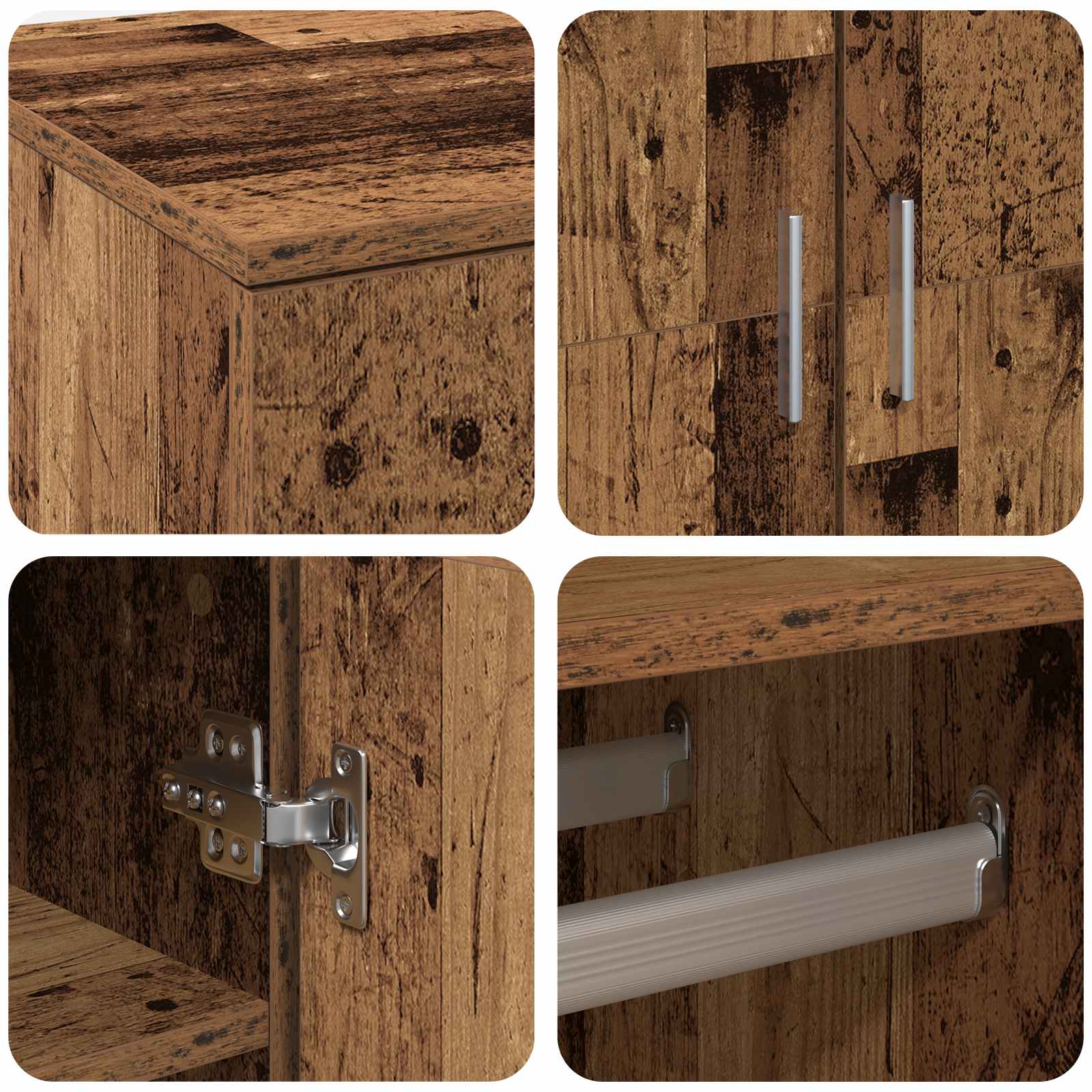 Highboard met plank Oud Hout 80 x 39 x 178 cm Bewerkt hout is nu te koop bij PeponiXL, paradijselijk wonen!