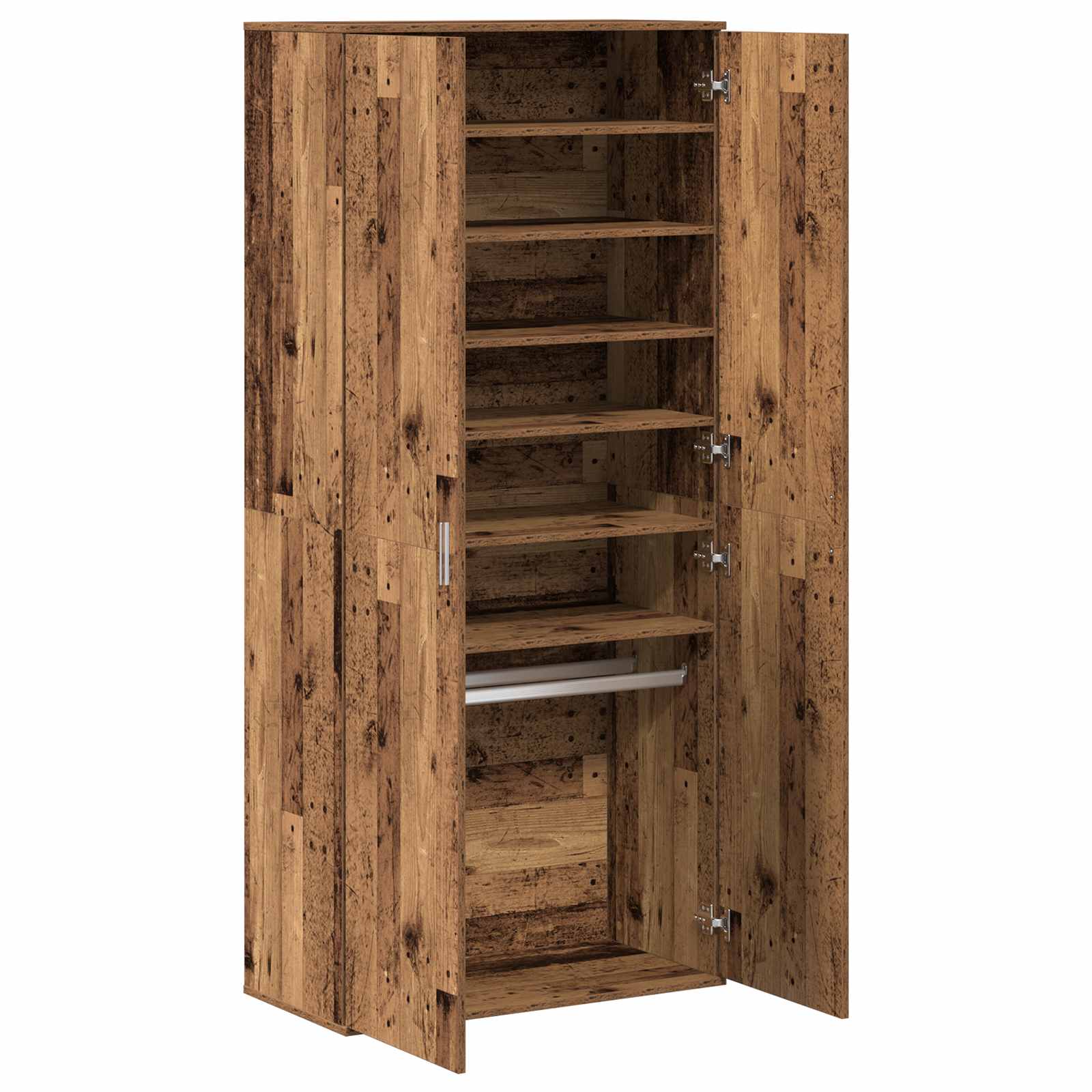 Highboard met plank Oud Hout 80 x 39 x 178 cm Bewerkt hout is nu te koop bij PeponiXL, paradijselijk wonen!