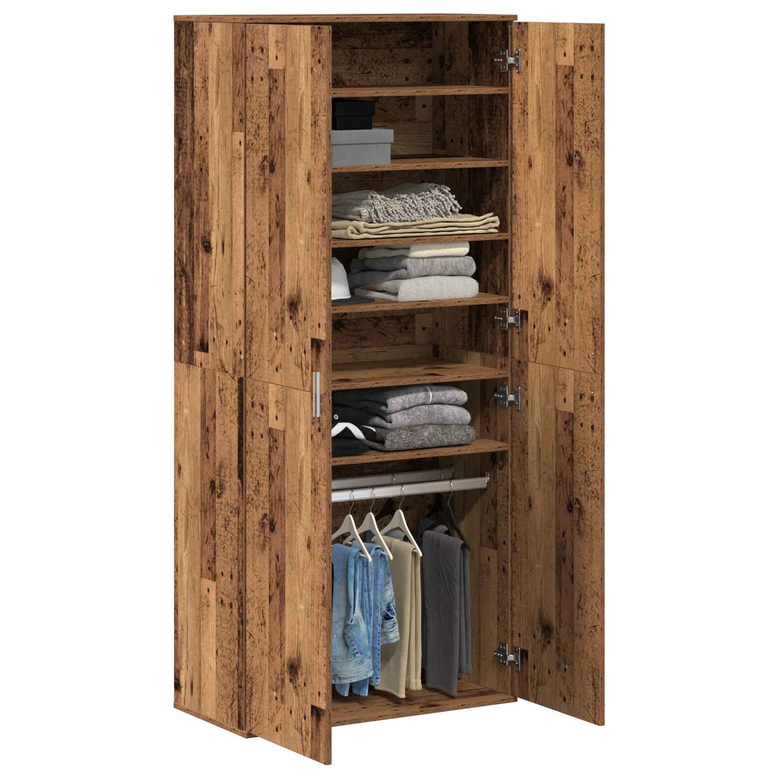Highboard met plank Oud Hout 80 x 39 x 178 cm Bewerkt hout is nu te koop bij PeponiXL, paradijselijk wonen!