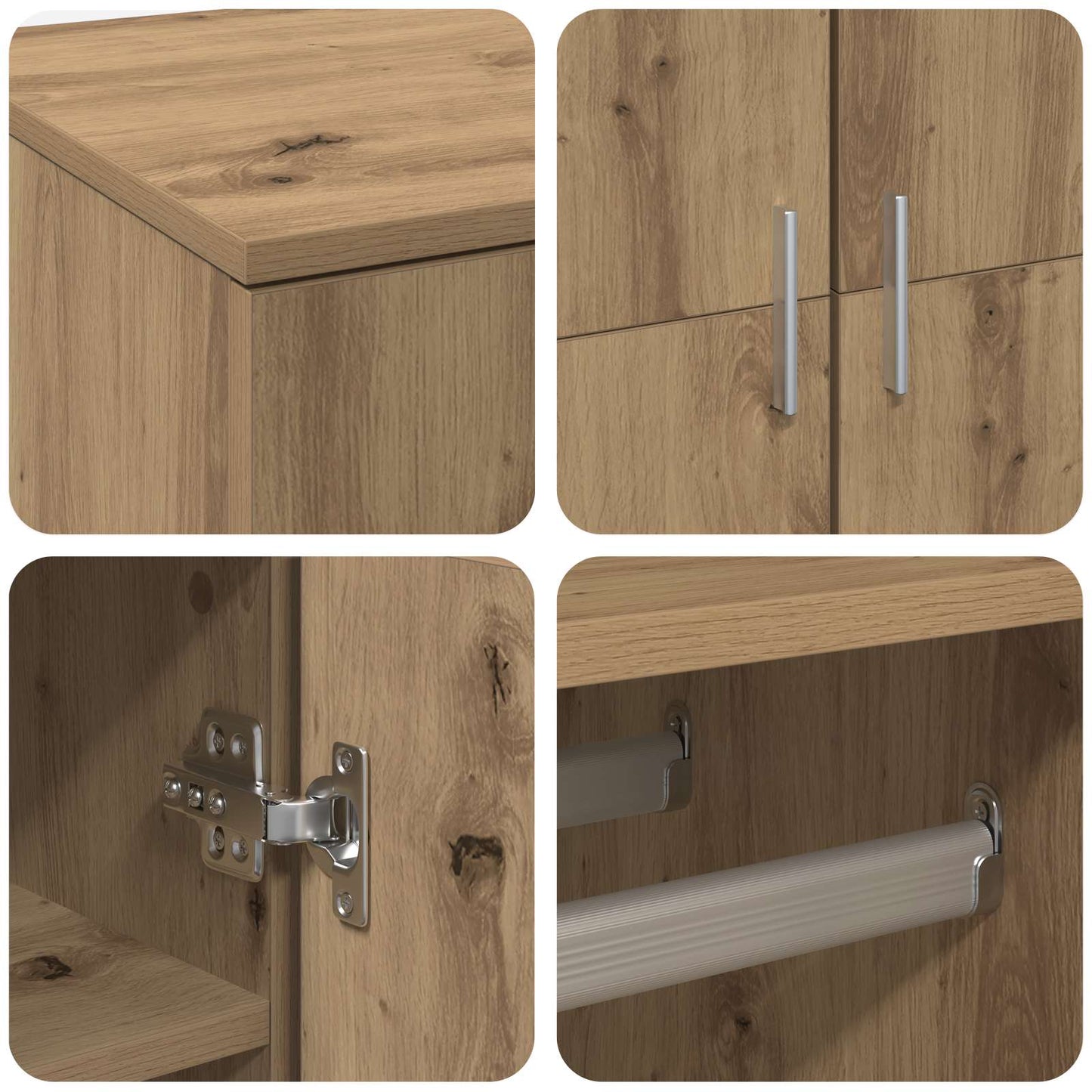 Highboard 80 x 39 x 178 cm Bewerkt hout artisanaal eikenkleurig is nu te koop bij PeponiXL, paradijselijk wonen!
