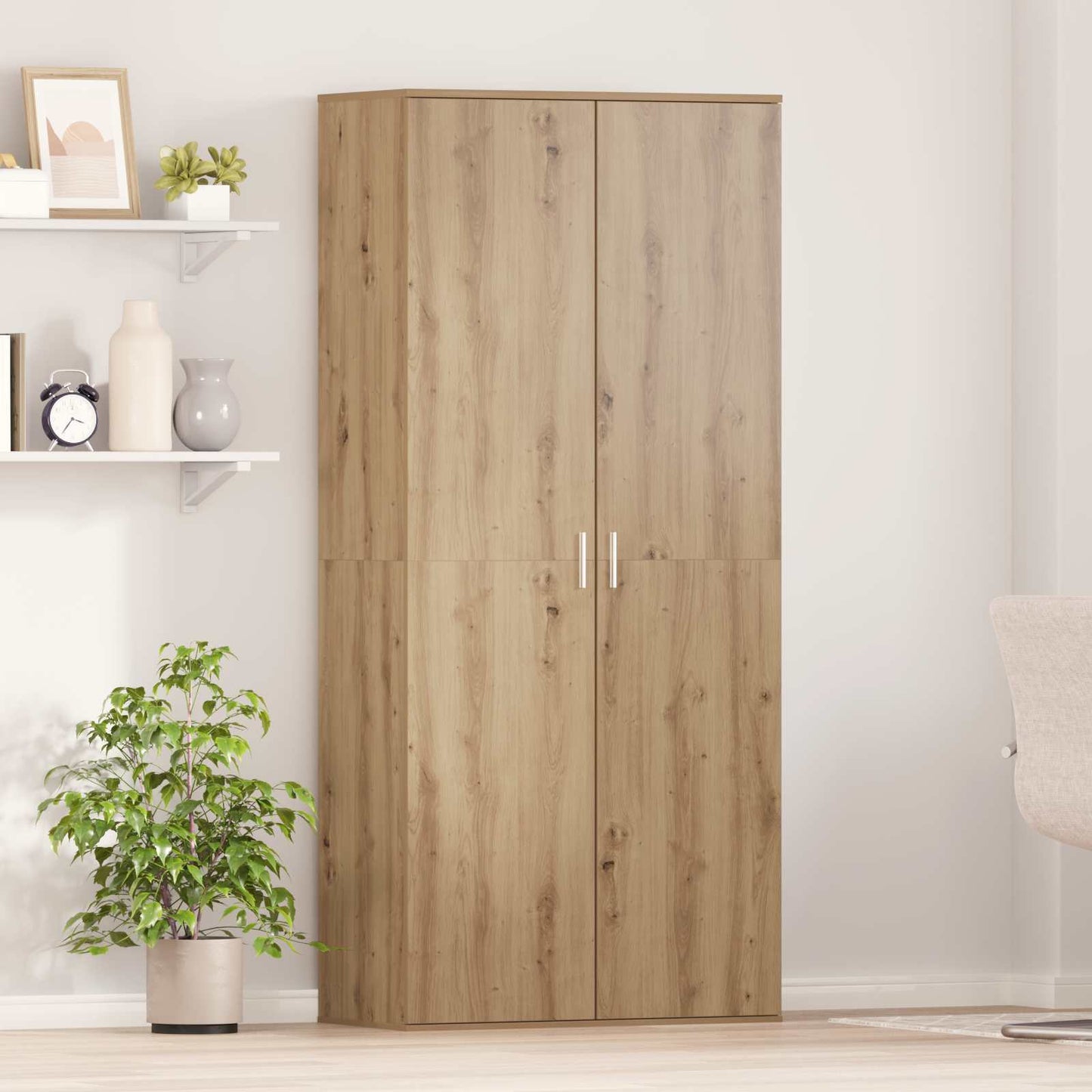 Highboard 80 x 39 x 178 cm Bewerkt hout artisanaal eikenkleurig is nu te koop bij PeponiXL, paradijselijk wonen!