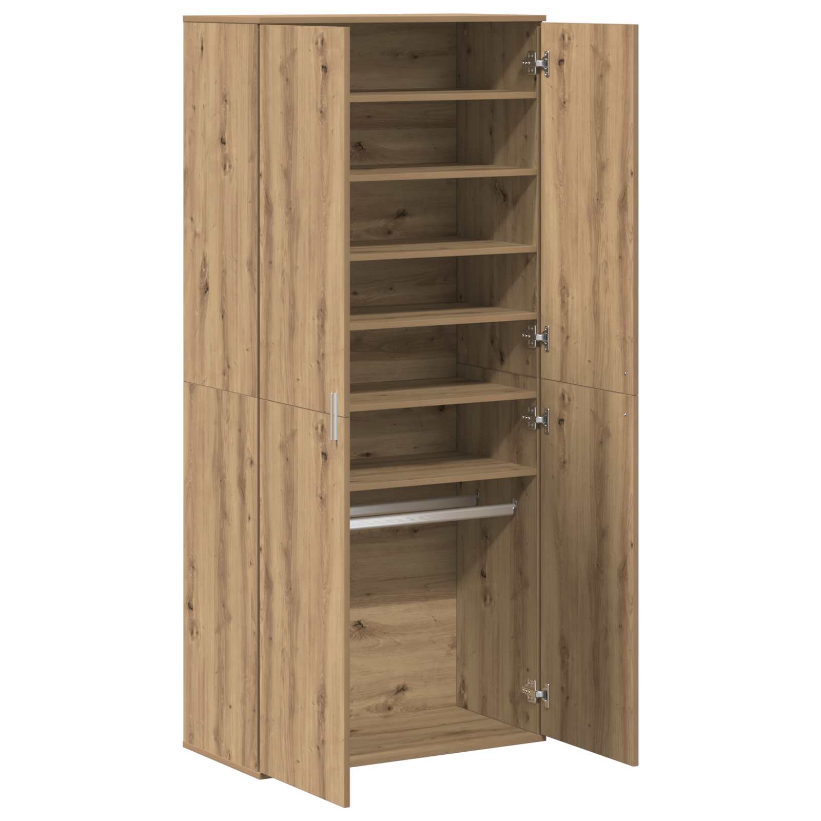 Highboard 80 x 39 x 178 cm Bewerkt hout artisanaal eikenkleurig is nu te koop bij PeponiXL, paradijselijk wonen!