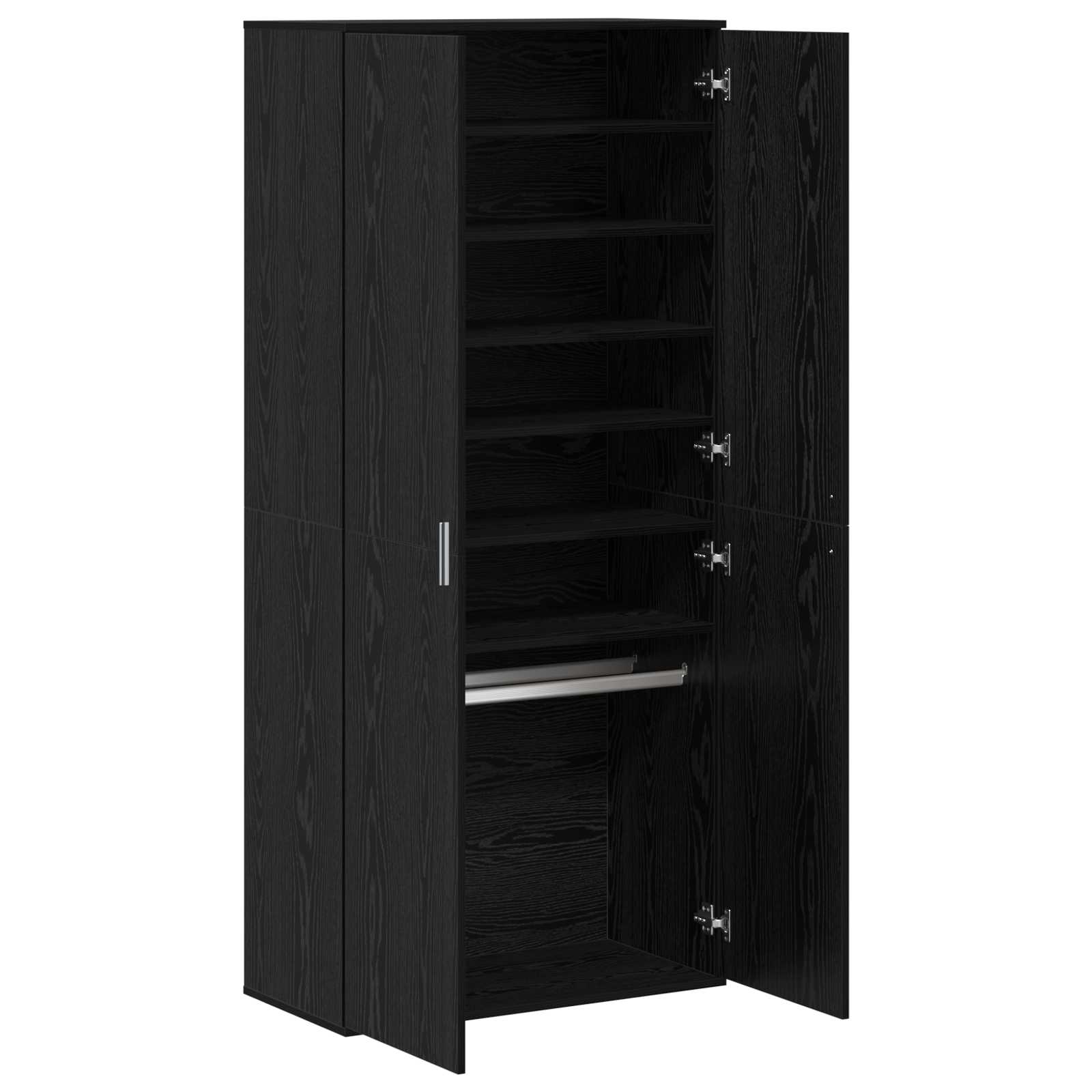Highboard met plank Zwart eiken 80 x 39 x 178 cm Bewerkt hout is nu te koop bij PeponiXL, paradijselijk wonen!