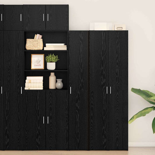 Hoge kast 2 pcs Zwart Eiken 30 x 42,5 x 185 cm is nu te koop bij PeponiXL, paradijselijk wonen!