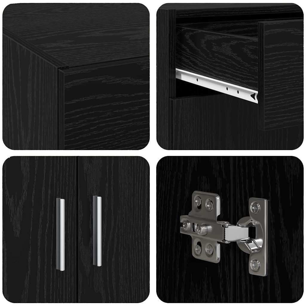 Opbergkast Zwart eiken 80 x 42,5 x 93,5 cm Bewerkt hout is nu te koop bij PeponiXL, paradijselijk wonen!