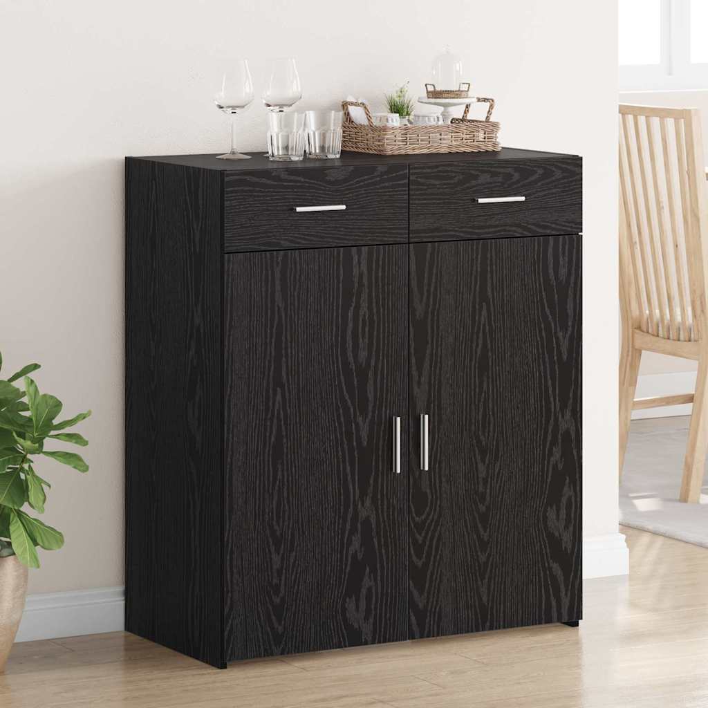 Opbergkast Zwart eiken 80 x 42,5 x 93,5 cm Bewerkt hout is nu te koop bij PeponiXL, paradijselijk wonen!