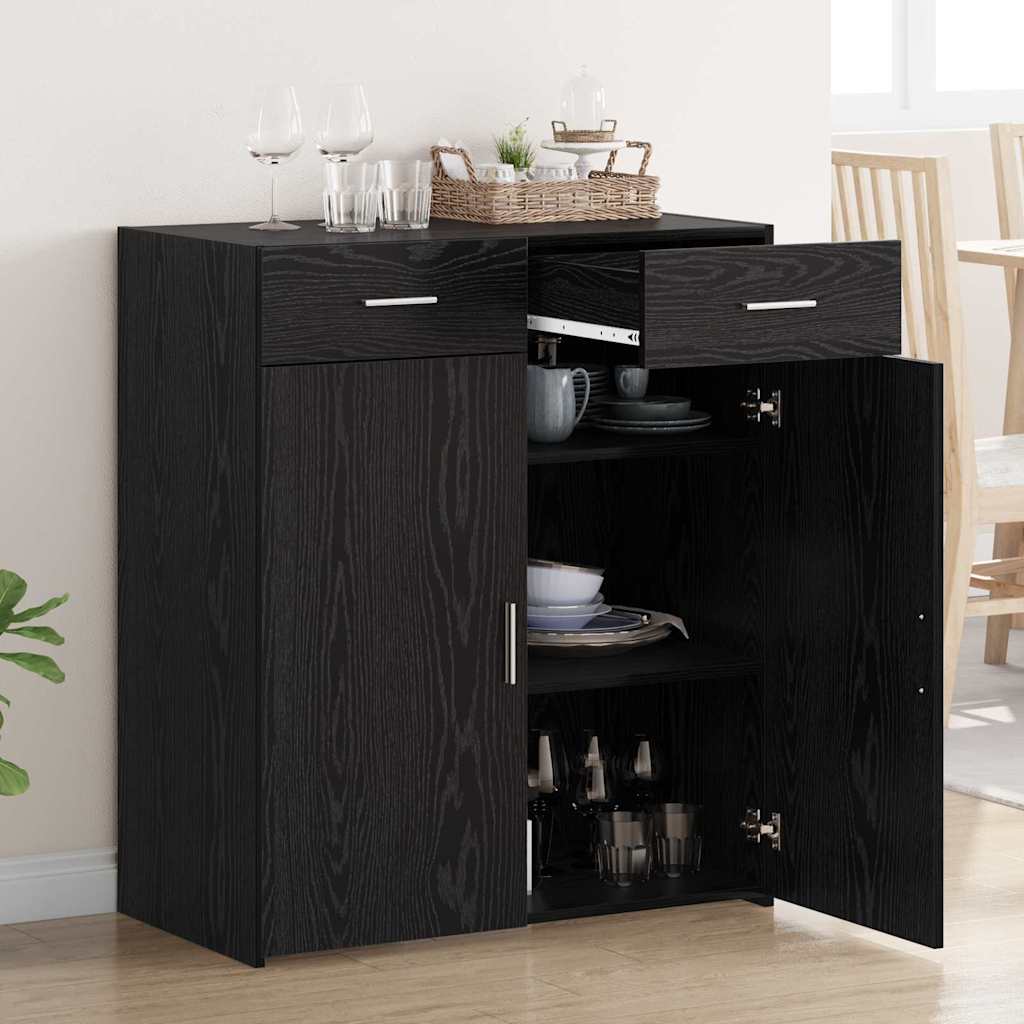 Opbergkast Zwart eiken 80 x 42,5 x 93,5 cm Bewerkt hout is nu te koop bij PeponiXL, paradijselijk wonen!