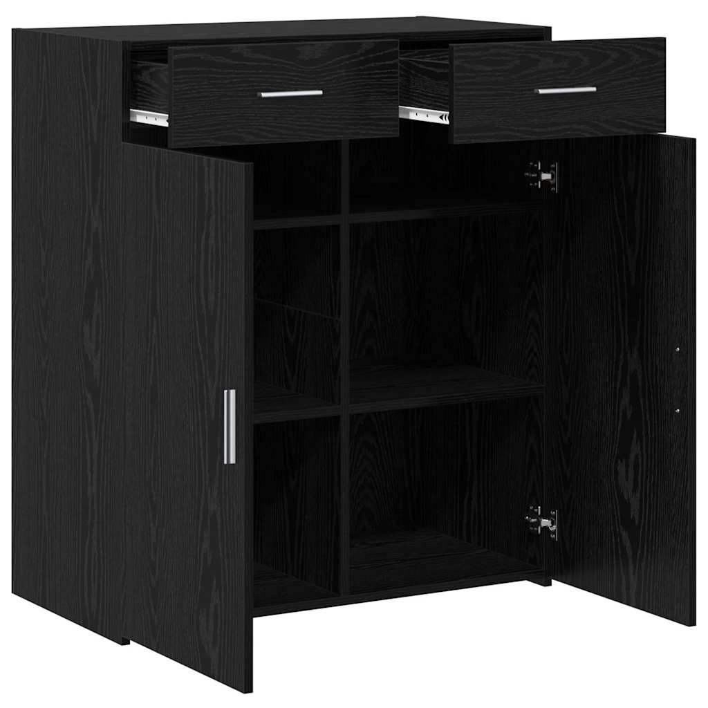 Opbergkast Zwart eiken 80 x 42,5 x 93,5 cm Bewerkt hout is nu te koop bij PeponiXL, paradijselijk wonen!
