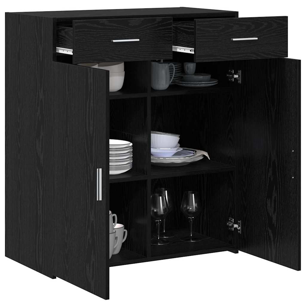 Opbergkast Zwart eiken 80 x 42,5 x 93,5 cm Bewerkt hout is nu te koop bij PeponiXL, paradijselijk wonen!