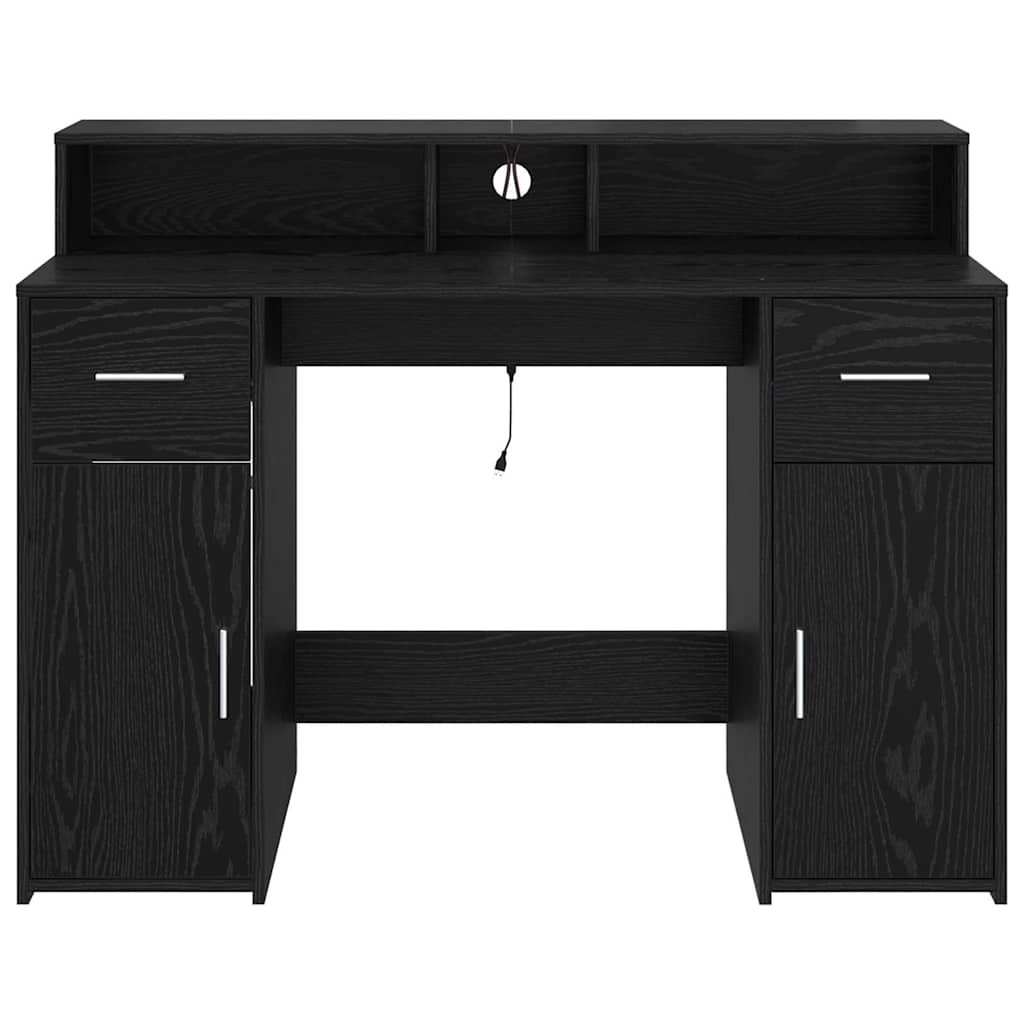 Bureau met lade Zwart eiken 120 x 55 x 91 cm Bewerkt hout is nu te koop bij PeponiXL, paradijselijk wonen!
