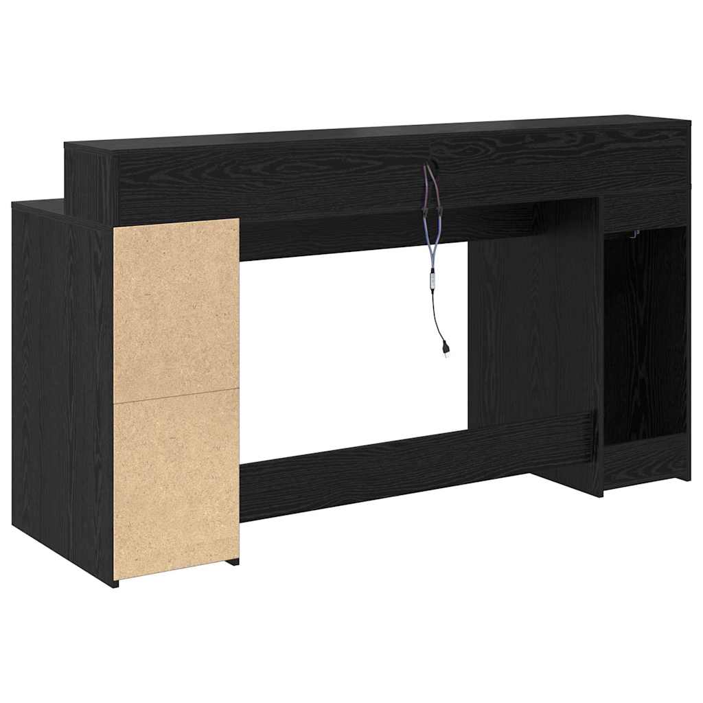 Bureau met lade Zwart eiken 160 x 55 x 91 cm Bewerkt hout is nu te koop bij PeponiXL, paradijselijk wonen!