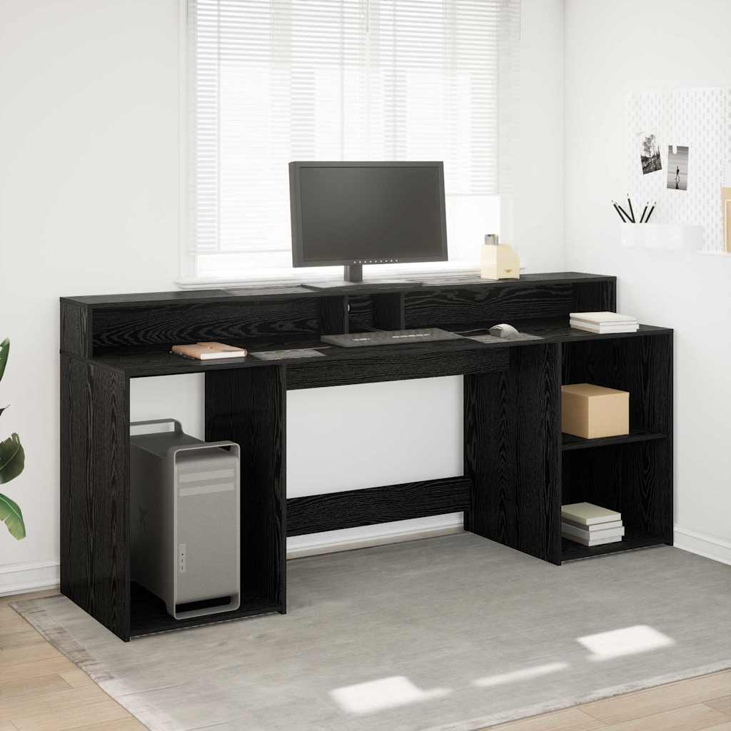 Bureau met lade Zwart eiken 200 x 55 x 91 cm Bewerkt hout is nu te koop bij PeponiXL, paradijselijk wonen!