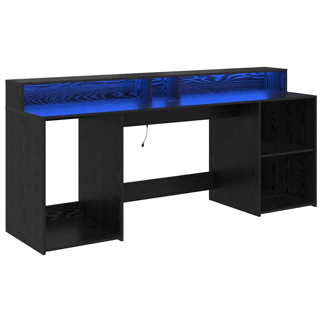 Bureau met lade Zwart eiken 200 x 55 x 91 cm Bewerkt hout is nu te koop bij PeponiXL, paradijselijk wonen!