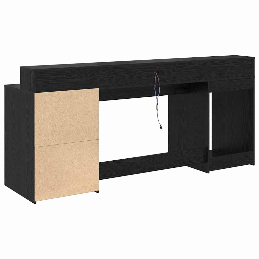 Bureau met lade Zwart eiken 200 x 55 x 91 cm Bewerkt hout is nu te koop bij PeponiXL, paradijselijk wonen!