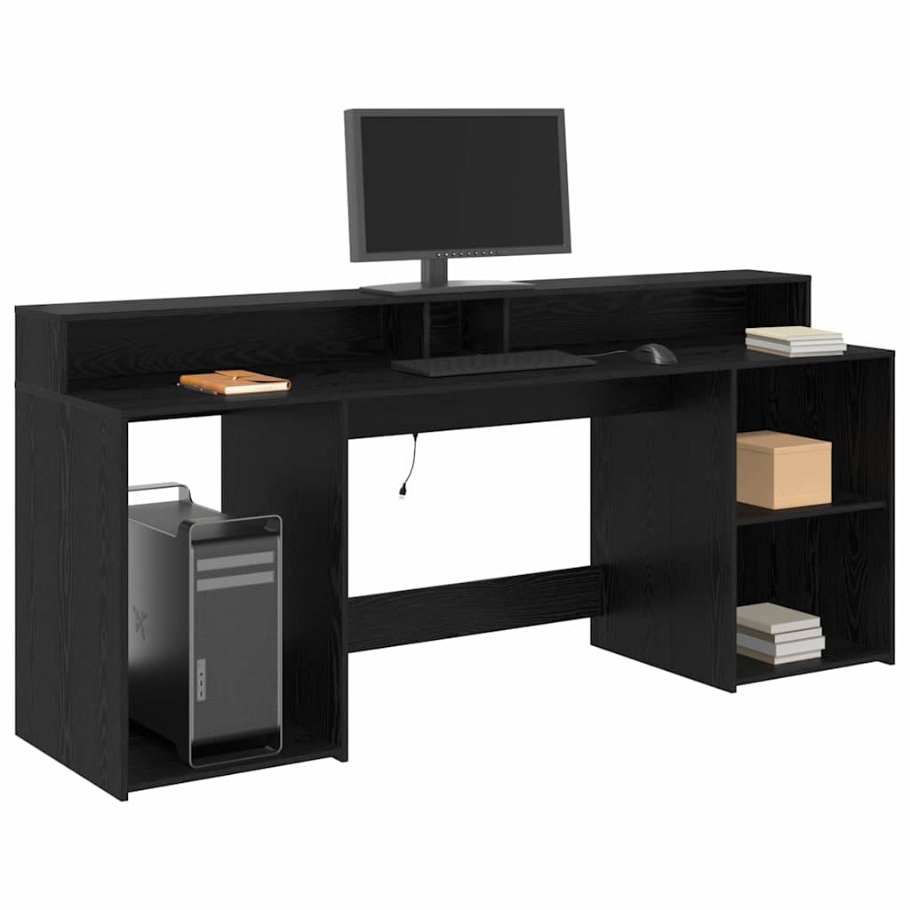 Bureau met lade Zwart eiken 200 x 55 x 91 cm Bewerkt hout is nu te koop bij PeponiXL, paradijselijk wonen!