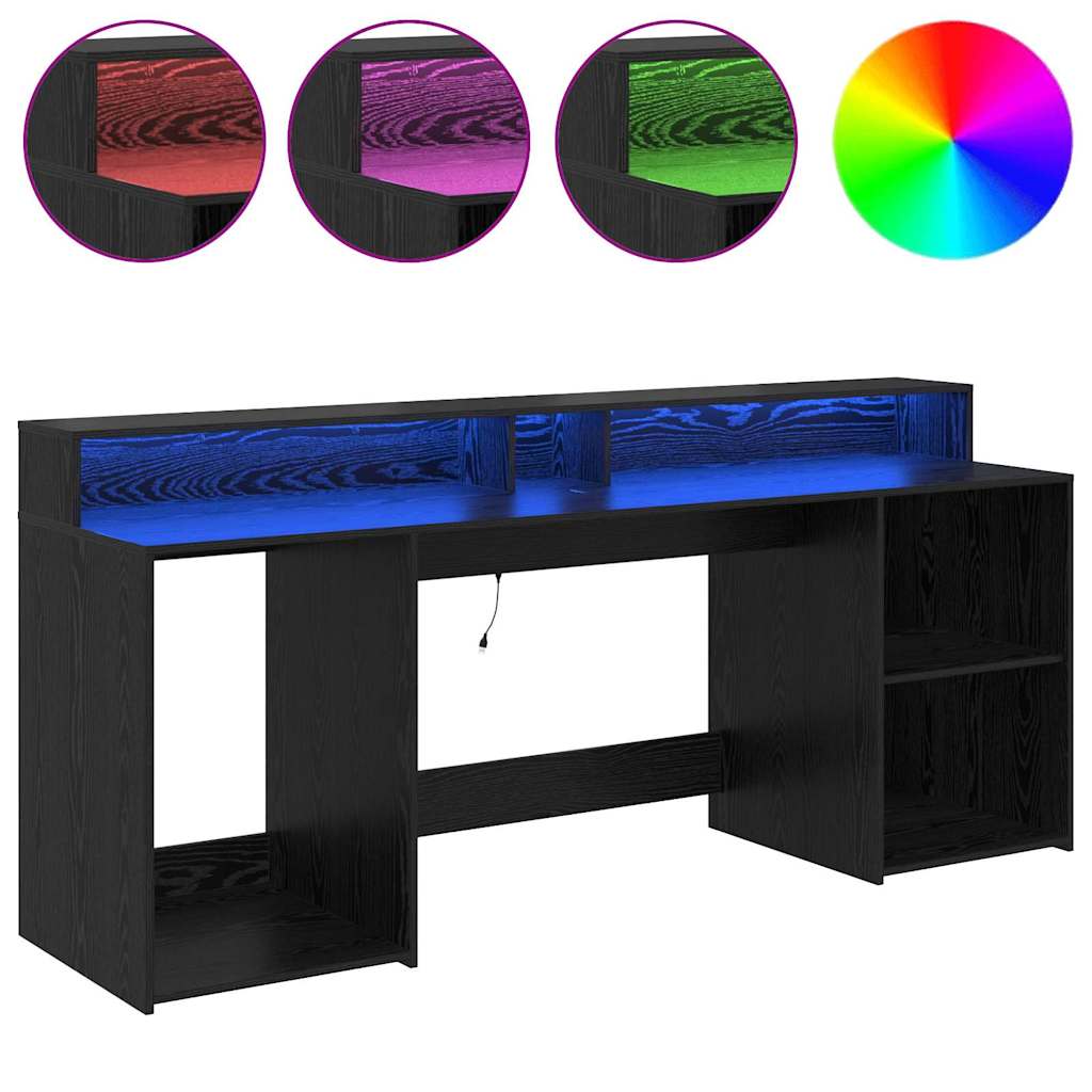 Bureau met lade Zwart eiken 200 x 55 x 91 cm Bewerkt hout is nu te koop bij PeponiXL, paradijselijk wonen!