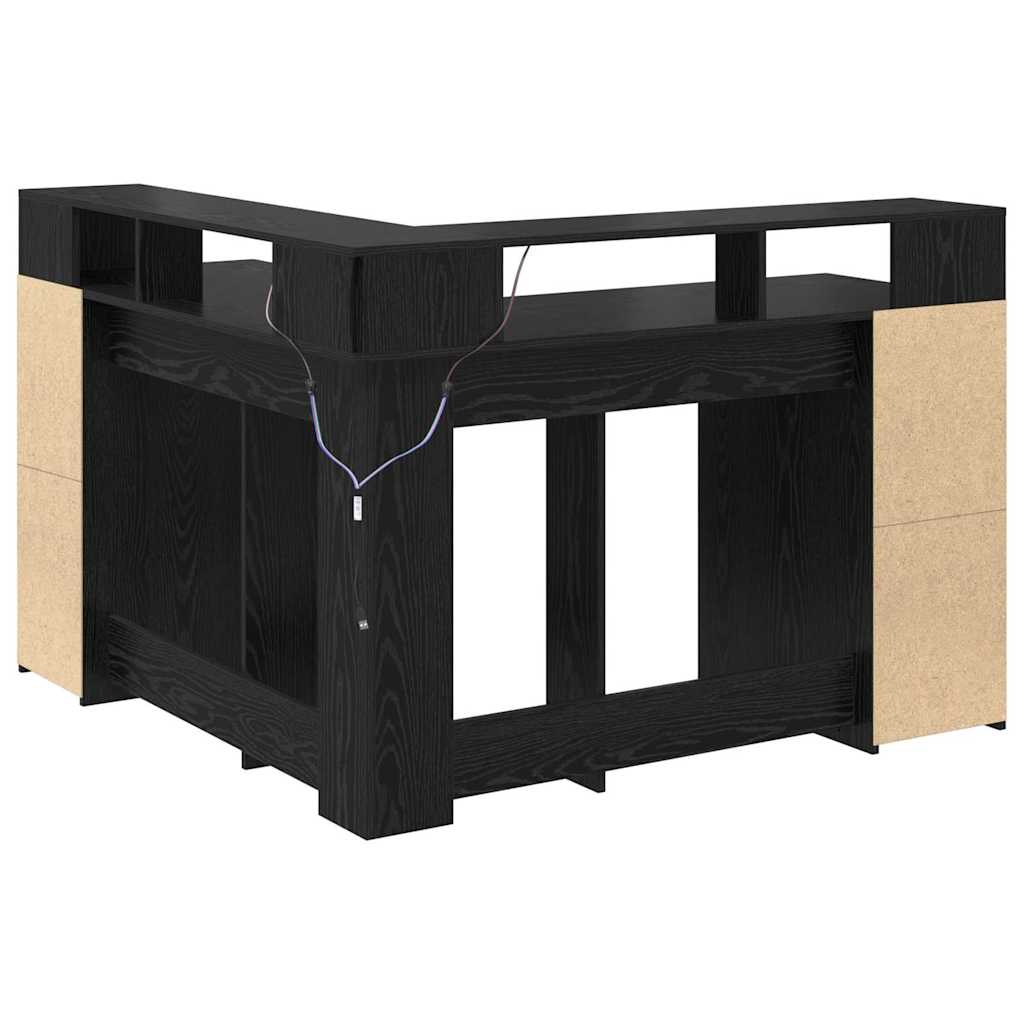 Bureau met plank Zwart Eiken 130 x 130 x 91 cm Bewerkt hout is nu te koop bij PeponiXL, paradijselijk wonen!