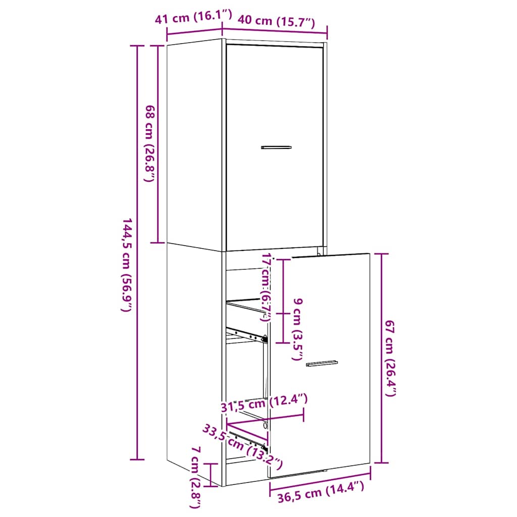 Apothekerskast Zwart eiken 40 x 41 x 144.5 cm Bewerkt hout is nu te koop bij PeponiXL, paradijselijk wonen!