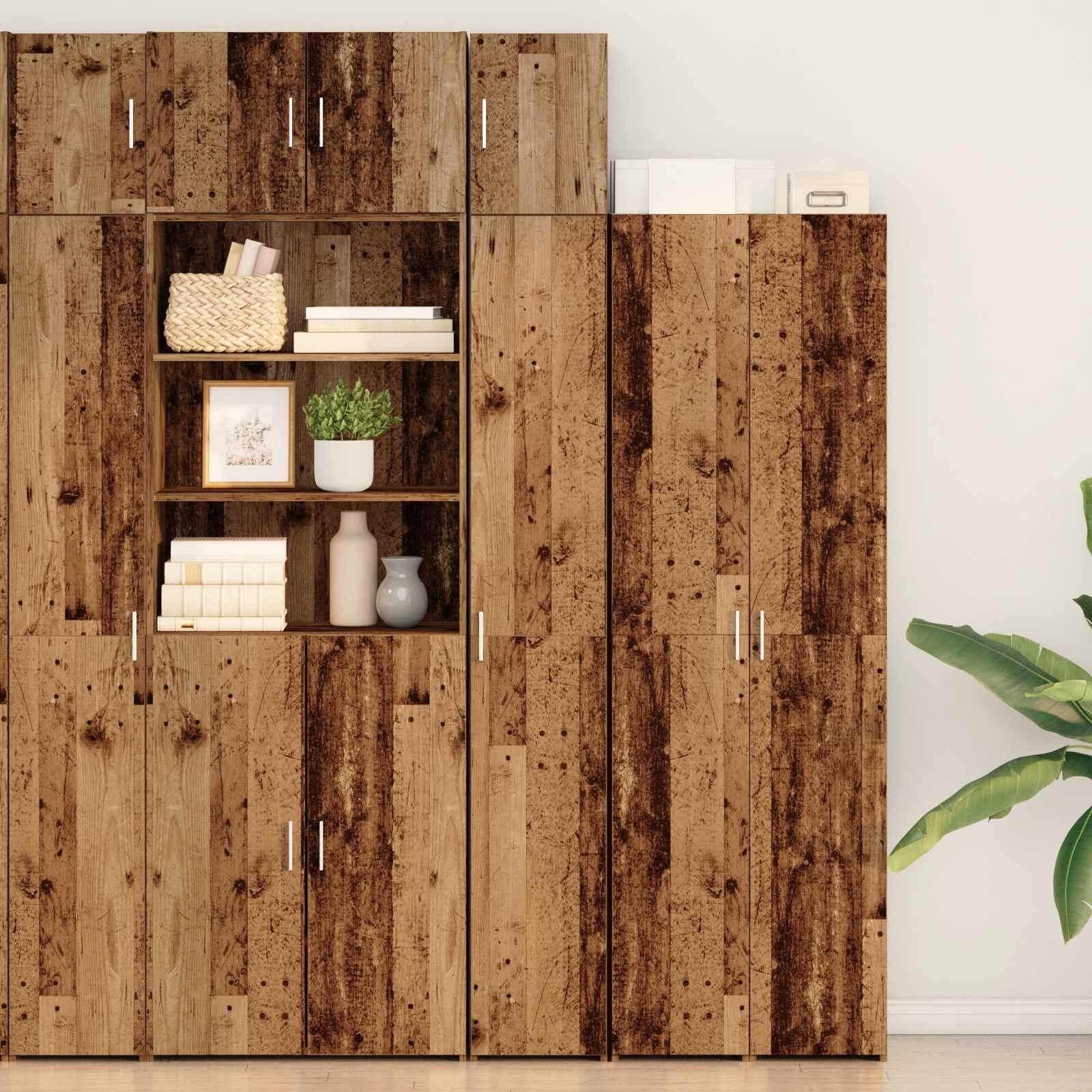 2-delige opbergkast met planken 2 pcs Oud hout Bewerkt hout is nu te koop bij PeponiXL, paradijselijk wonen!