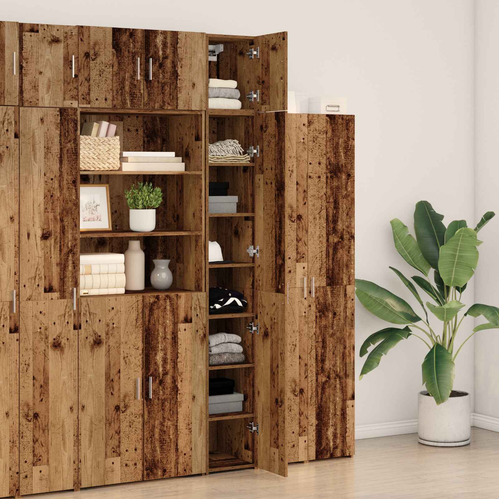 2-delige opbergkast met planken 2 pcs Oud hout Bewerkt hout is nu te koop bij PeponiXL, paradijselijk wonen!