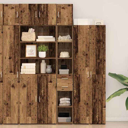 Opbergkast met lade 2 pcs Oudhout 30 x 42,5 x 225 cm is nu te koop bij PeponiXL, paradijselijk wonen!